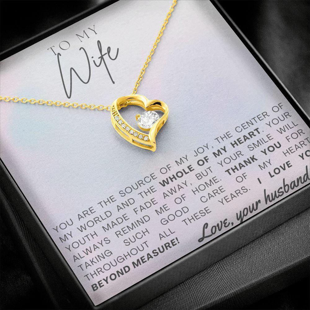 To My Wife - Whole of My Heart - Forever Love Heart Pendant Necklace