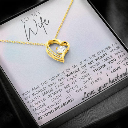To My Wife - Whole of My Heart - Forever Love Heart Pendant Necklace - Mallard Moon Gift Shop