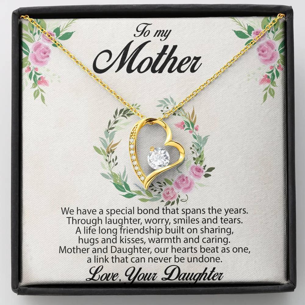 Gift for Mother Forever Love Heart Pendant Necklace Message Card from Daughter