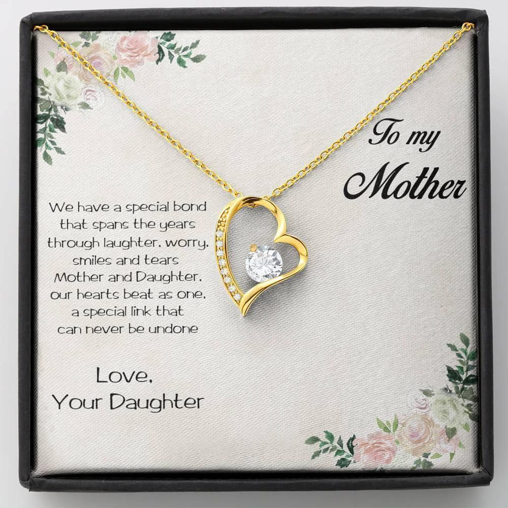 Gift for Mother From Daughter Forever Love Heart Pendant Necklace Special Bond Message Card