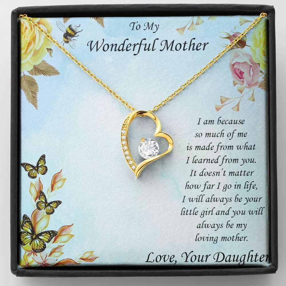 Gift for Mother From Daughter Forever Love Heart Pendant Necklace