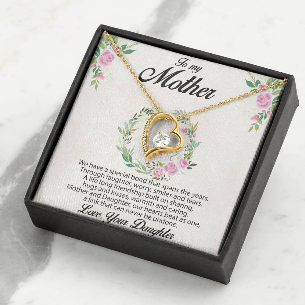 Gift for Mother Forever Love Heart Pendant Necklace Message Card from Daughter