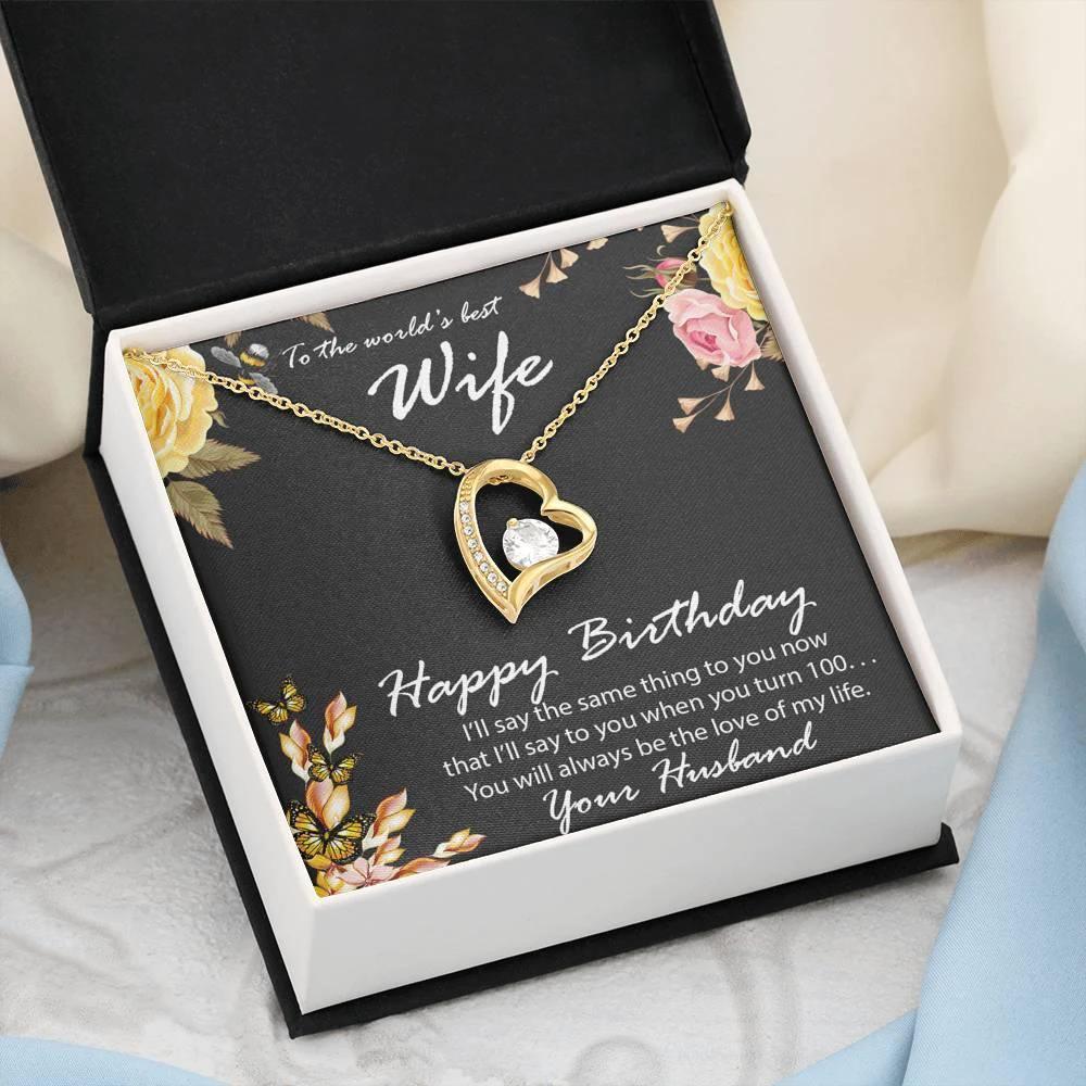 Birthday Gift to World's Best Wife Heart Pendant Necklace