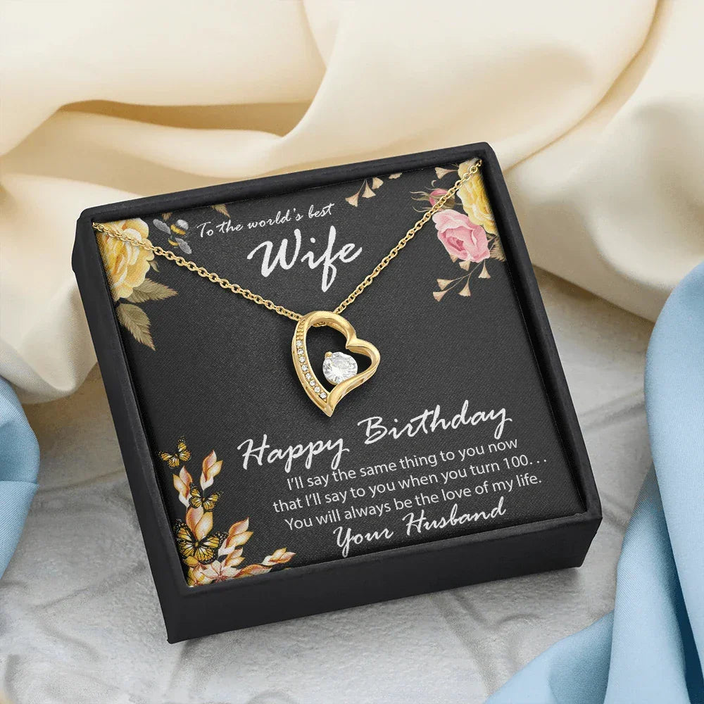 Wife Birthday Gift CZ Heart Pendant Necklace