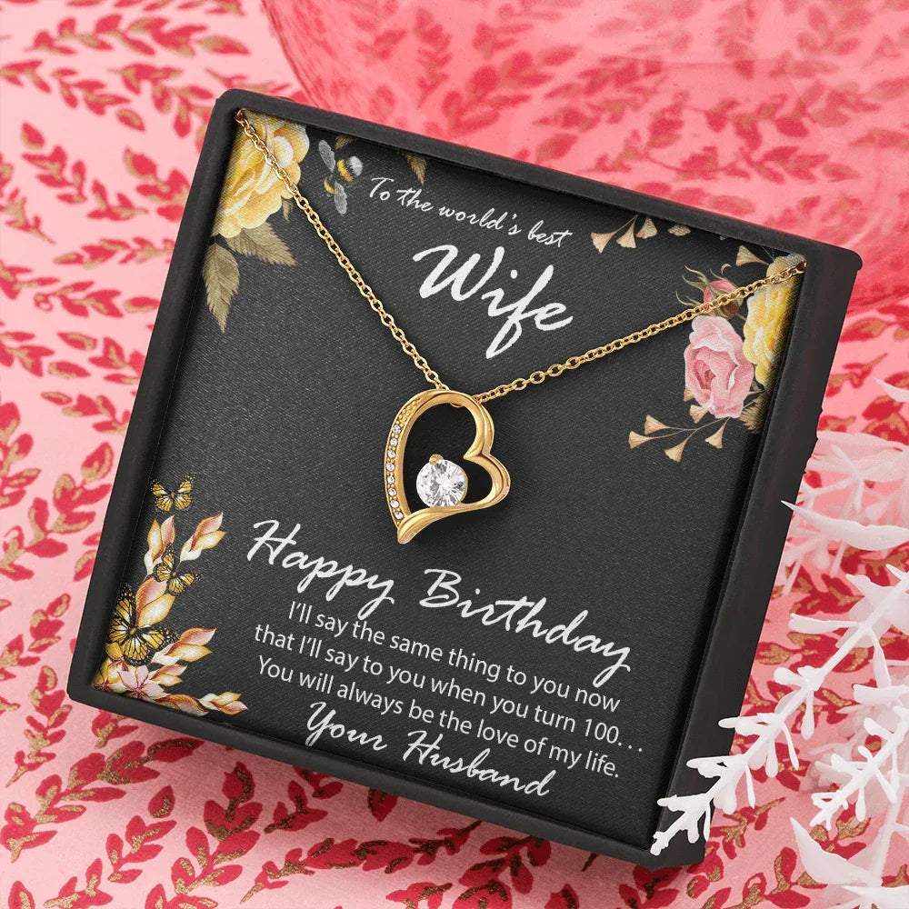 Wife Birthday Gift CZ Heart Pendant Necklace