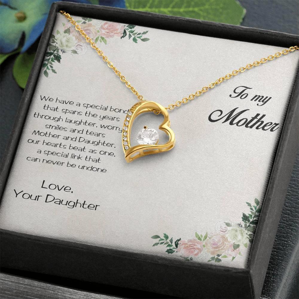 Gift for Mother From Daughter Forever Love Heart Pendant Necklace Special Bond Message Card