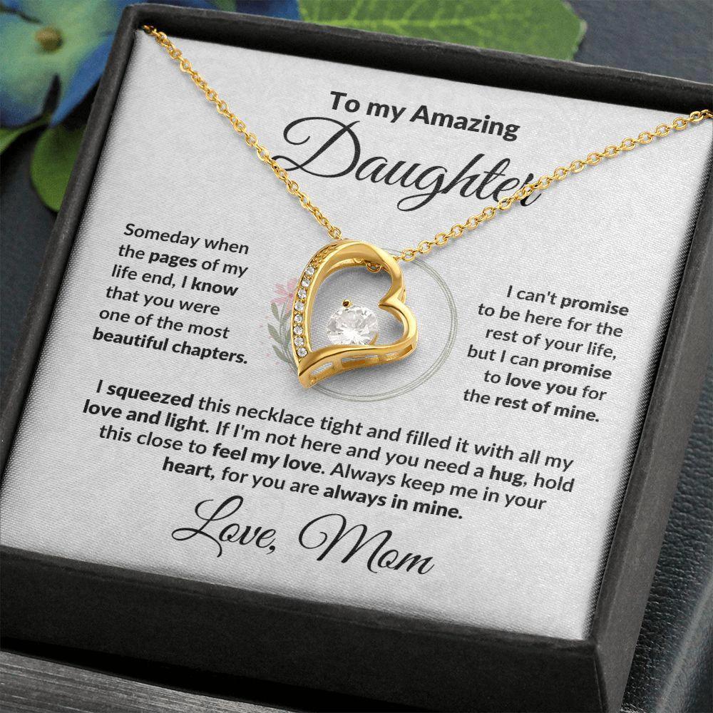To My Amazing Daughter - I Promise - Forever Love Heart Necklace with Message Card and Gift Box