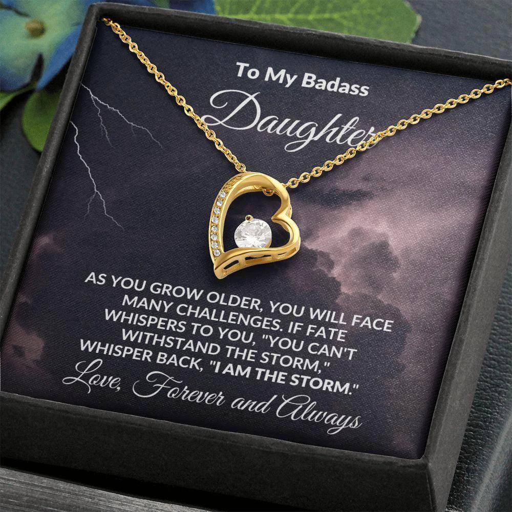 To My Badass Daughter - Storm - Forever Love Heart Pendant Necklace