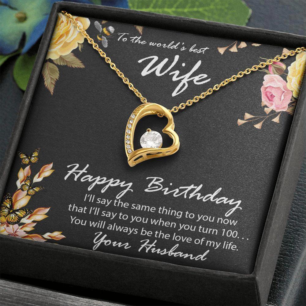 Birthday Gift for Wife CZ Heart Pendant Necklace with Message Card