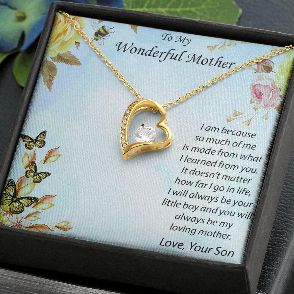 Gift for Mother from Son Forever Love Heart Pendant Necklace