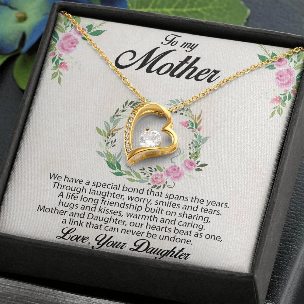 Gift for Mother Forever Love Heart Pendant Necklace Message Card from Daughter
