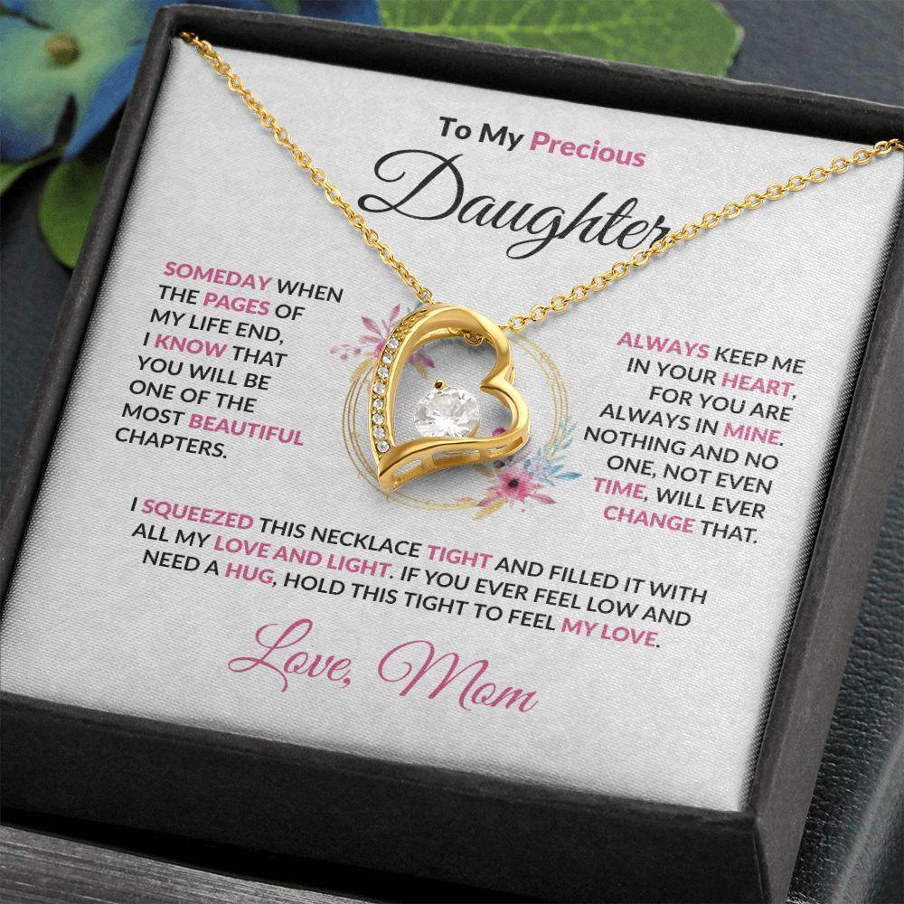 To My Precious Daughter Forever Love Pendant Necklace with Message Card and Gift Box