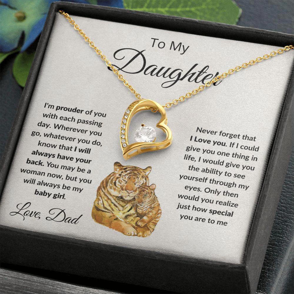 To My Daughter Love Proud Dad Heart Pendant Necklace