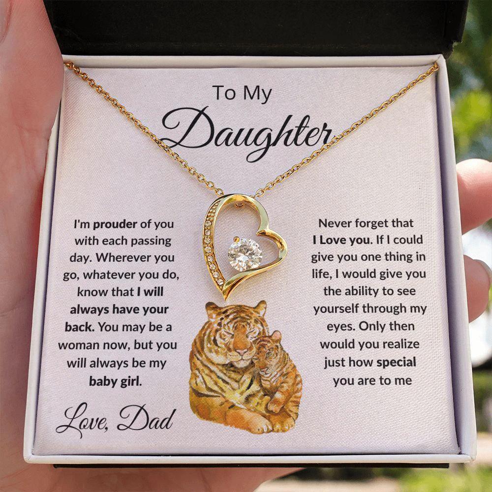 To My Daughter Love Proud Dad Heart Pendant Necklace