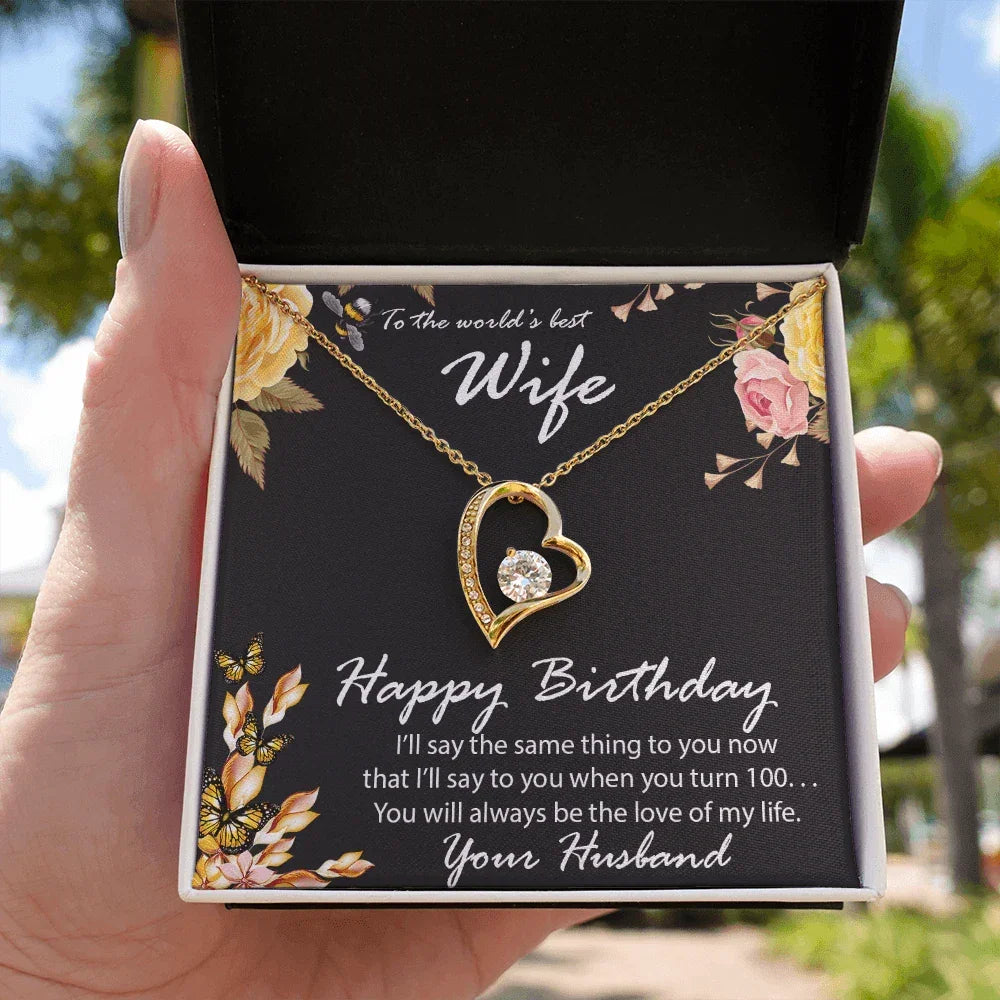 Wife Birthday Gift CZ Heart Pendant Necklace