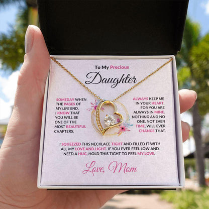 To My Precious Daughter Forever Love Pendant Necklace with Message Card and Gift Box - Mallard Moon Gift Shop