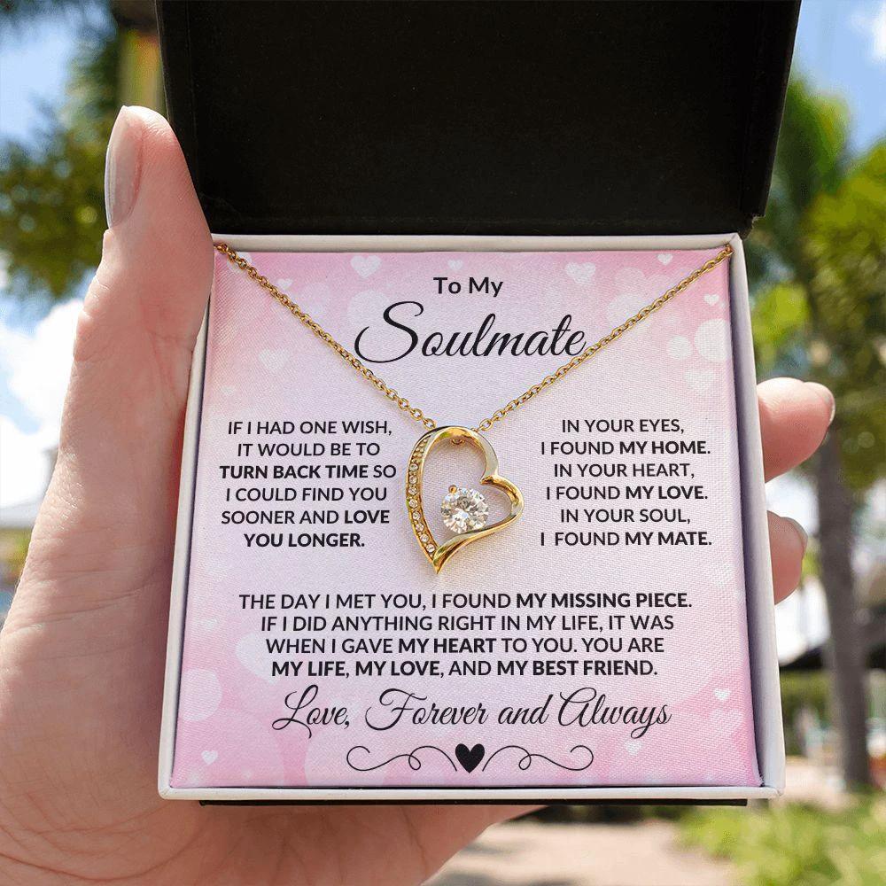 To My Soulmate - I Found My Missing Piece - Forever Love Heart Pendant Necklace