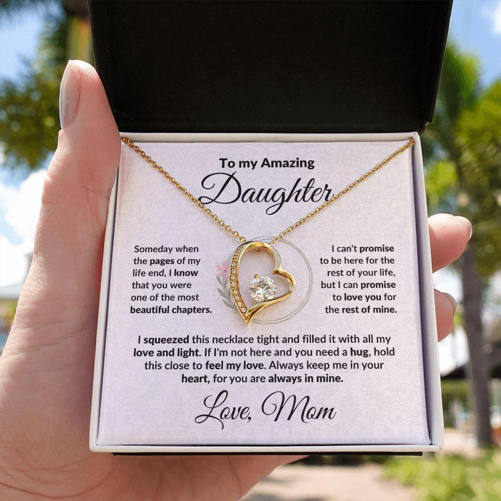 To My Amazing Daughter - I Promise - Forever Love Heart Necklace with Message Card and Gift Box