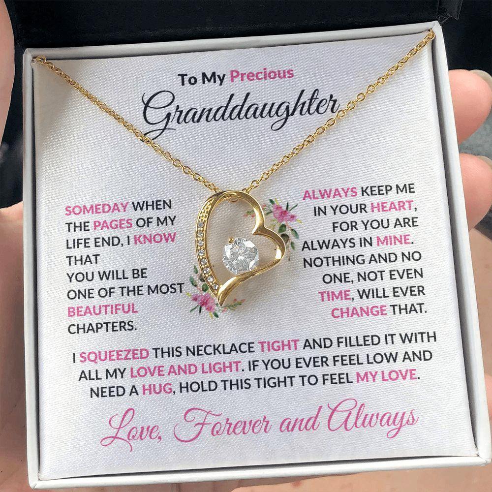 To My Precious Granddaughter Forever Love Heart Pendant Necklace