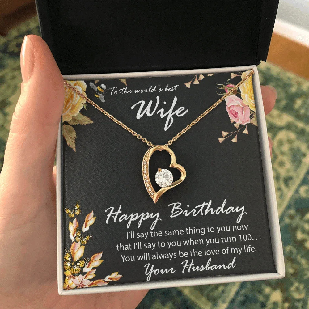 Wife Birthday Gift CZ Heart Pendant Necklace