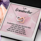 Grandmother Gift Personalized Message Card Interlocking Heart Pendant Necklace