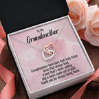 Grandmother Gift Personalized Message Card Interlocking Heart Pendant Necklace