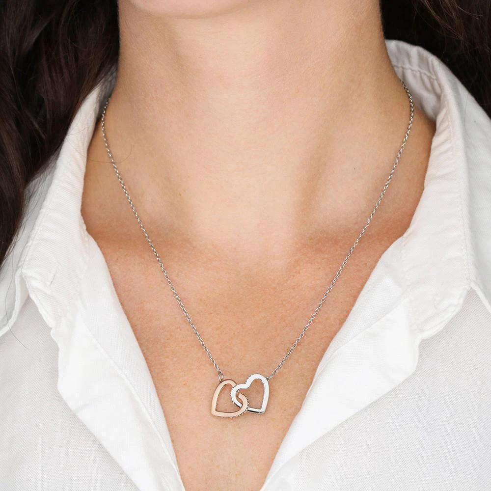 Mother's Day Gift from Daughter Gold and Silver Hearts Pendant Necklace in Message Card Gift Box