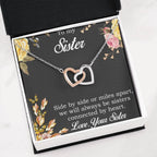 Gift for Sister Gold and Silver Hearts Pendant Necklace with Message Gift Box
