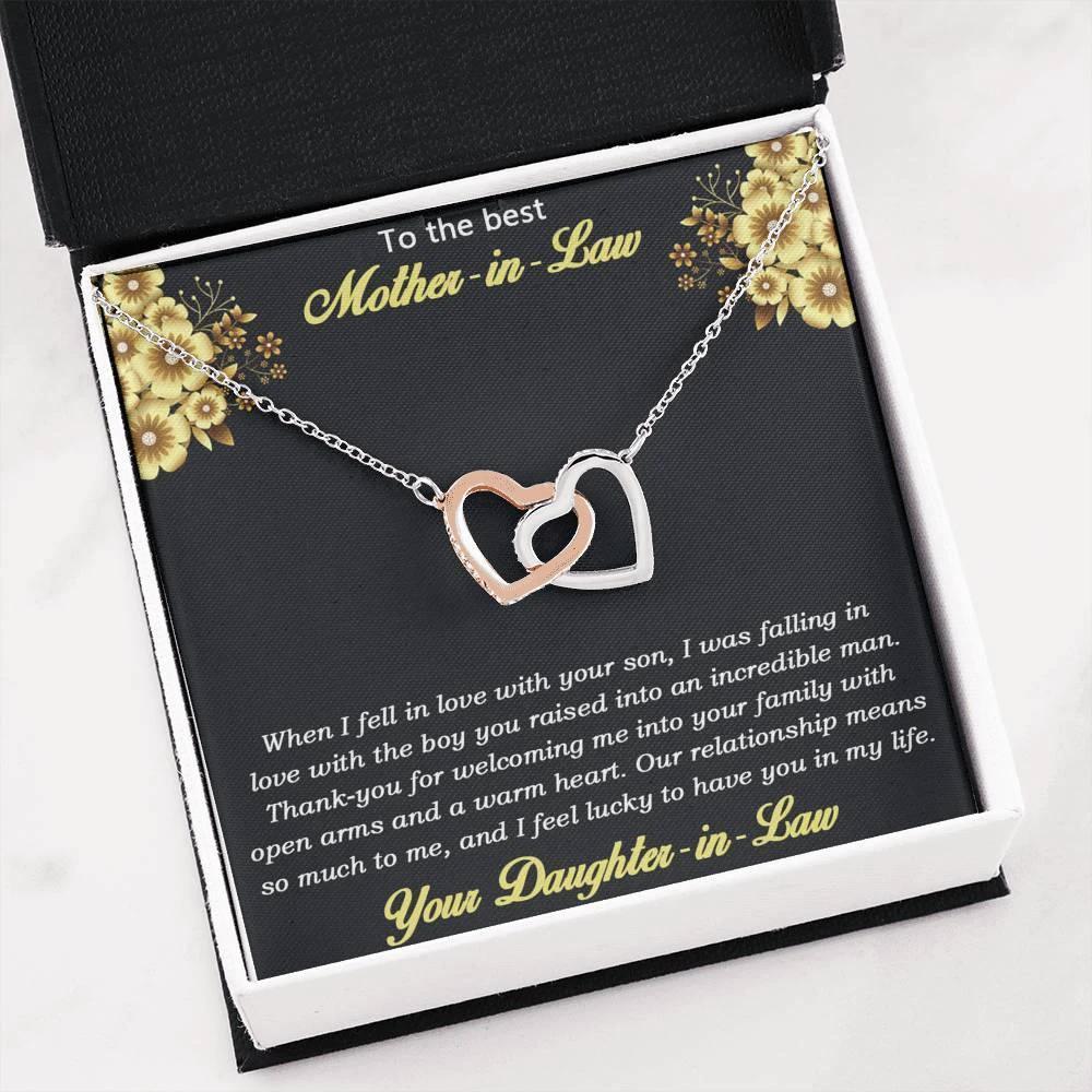 Gift for Mother-in-Law from Daughter-in-Law Interlocking Heart Pendant Necklace