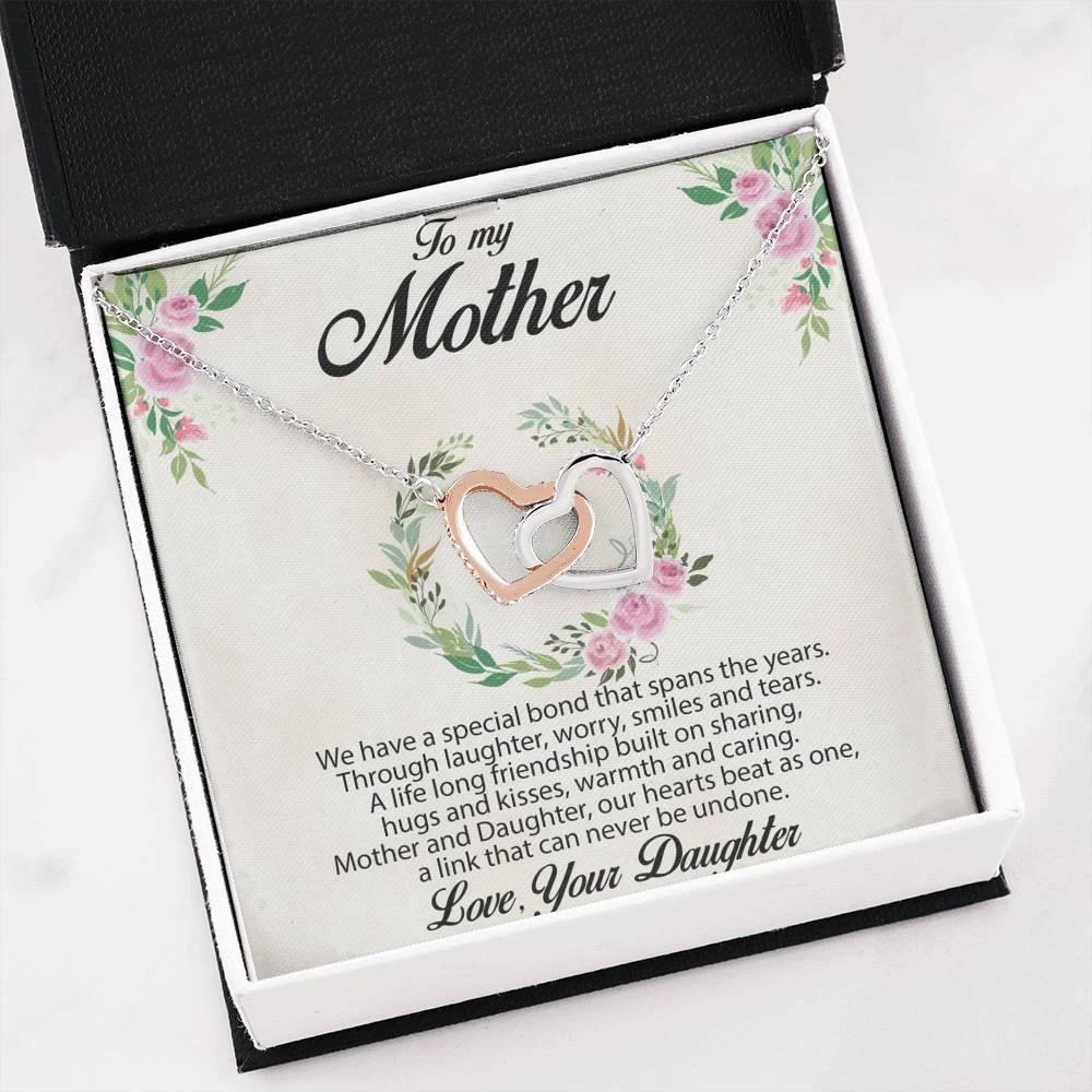 Gift for Mother Interlocking Hearts Pendant Necklace From Daughter Message Card Gift Box