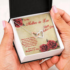 Mother's Day Gold and Silver Heart Necklace for Mother-in-Law from Daughter in Law with Message Card