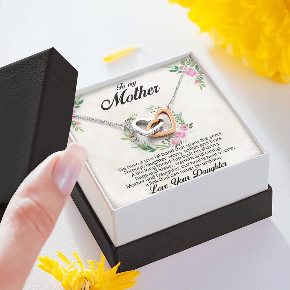 Gift for Mother Interlocking Hearts Pendant Necklace From Daughter Message Card Gift Box - Mallard Moon Gift Shop