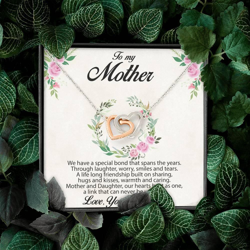Gift for Mother Interlocking Hearts Pendant Necklace From Daughter Message Card Gift Box