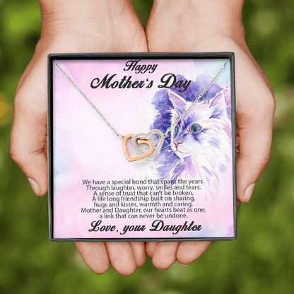 Mother's Day Gift from Daughter Gold and Silver Hearts Pendant Necklace in Message Card Gift Box - Mallard Moon Gift Shop