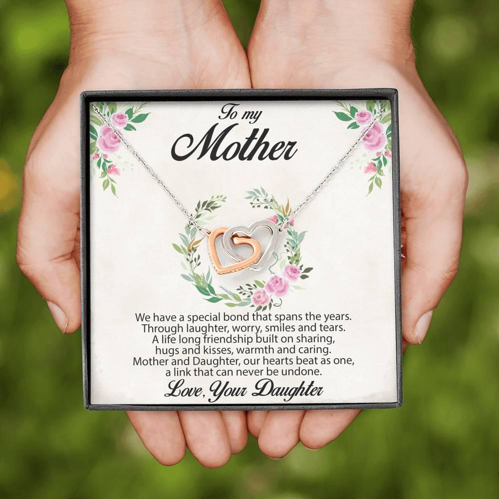 Gift for Mother Interlocking Hearts Pendant Necklace From Daughter Message Card Gift Box - Mallard Moon Gift Shop