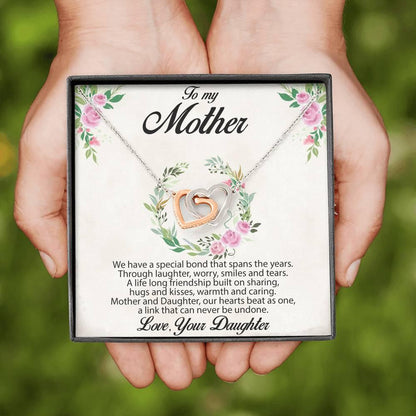 Gift for Mother Interlocking Hearts Pendant Necklace From Daughter Message Card Gift Box - Mallard Moon Gift Shop