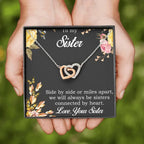 Gift for Sister Gold and Silver Hearts Pendant Necklace with Message Gift Box