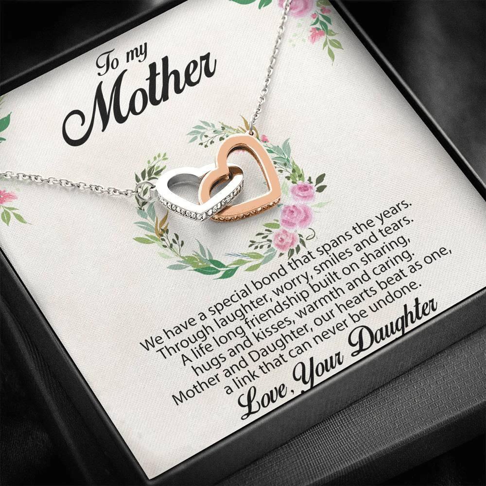 Gift for Mother Interlocking Hearts Pendant Necklace From Daughter Message Card Gift Box