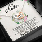 Gift for Mother Interlocking Hearts Pendant Necklace From Daughter Message Card Gift Box