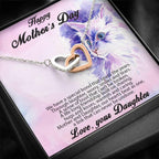 Mother's Day Gift from Daughter Gold and Silver Hearts Pendant Necklace in Message Card Gift Box