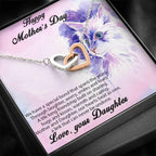 Mother's Day Gift from Daughter Gold and Silver Hearts Pendant Necklace with Message Card