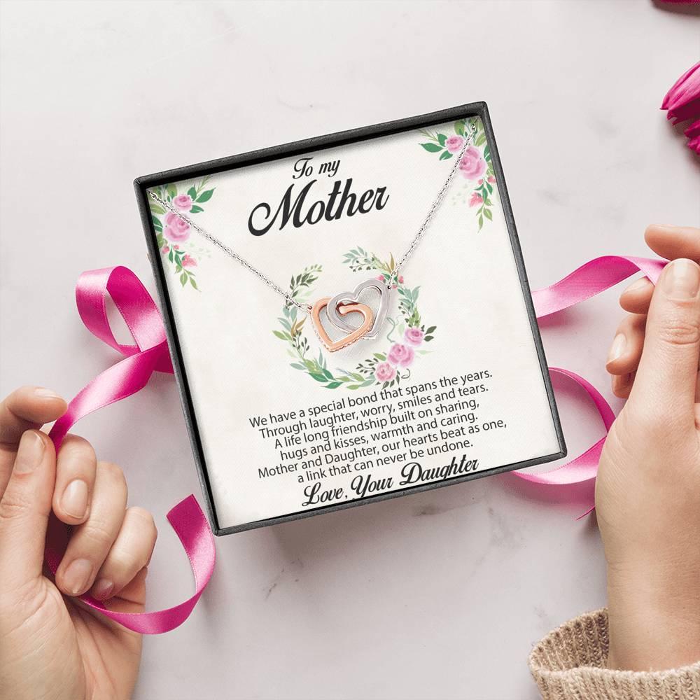 Gift for Mother Interlocking Hearts Pendant Necklace From Daughter Message Card Gift Box - Mallard Moon Gift Shop