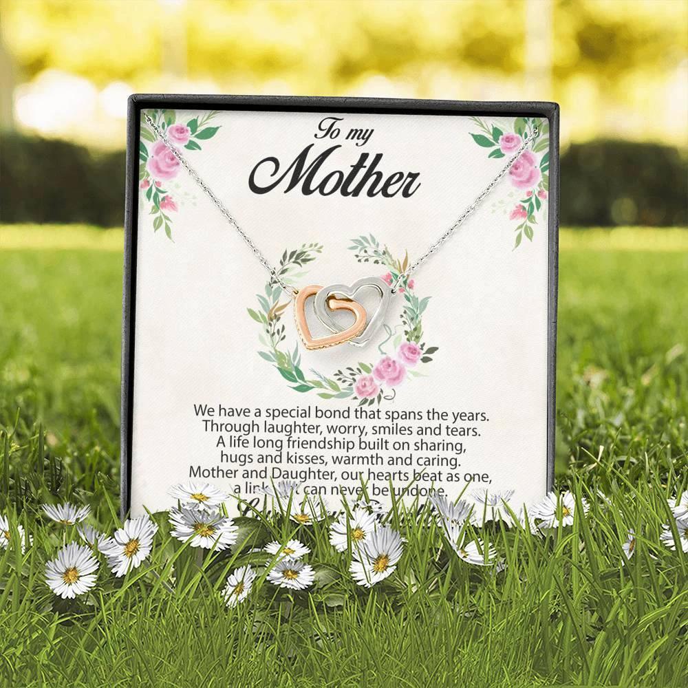 Gift for Mother Interlocking Hearts Pendant Necklace From Daughter Message Card Gift Box