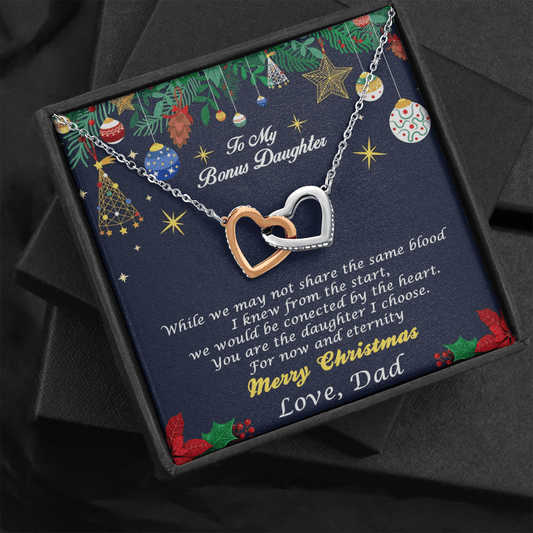 Bonus Daughter Heart Pendant Necklace Christmas Message Card and Gift Box - Mallard Moon Gift Shop