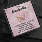 Grandmother Gift Personalized Message Card Interlocking Heart Pendant Necklace