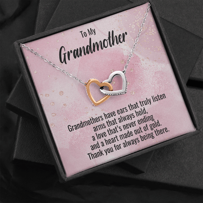 Grandmother Gift Interlocking Heart Pendant Necklace - Mallard Moon Gift Shop
