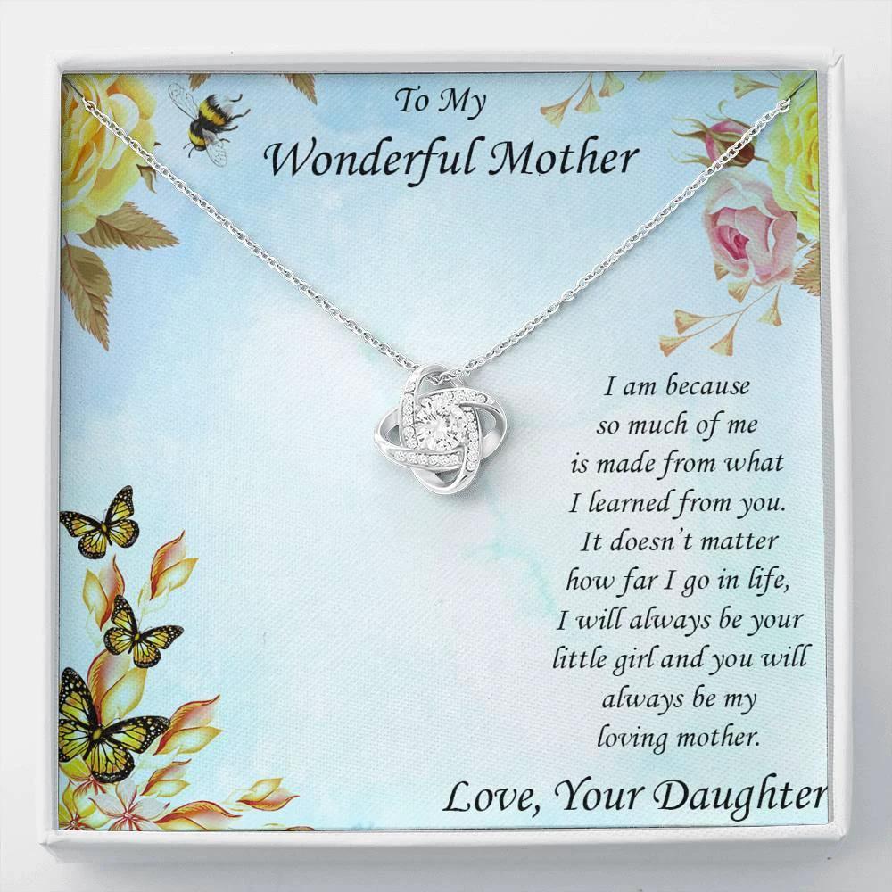 To Mother from Daughter Love Knot Pendant Necklace
