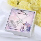 Mother's Day Gift from Daughter CZ Love Knot Pendant Necklace with Unicorn Message Card