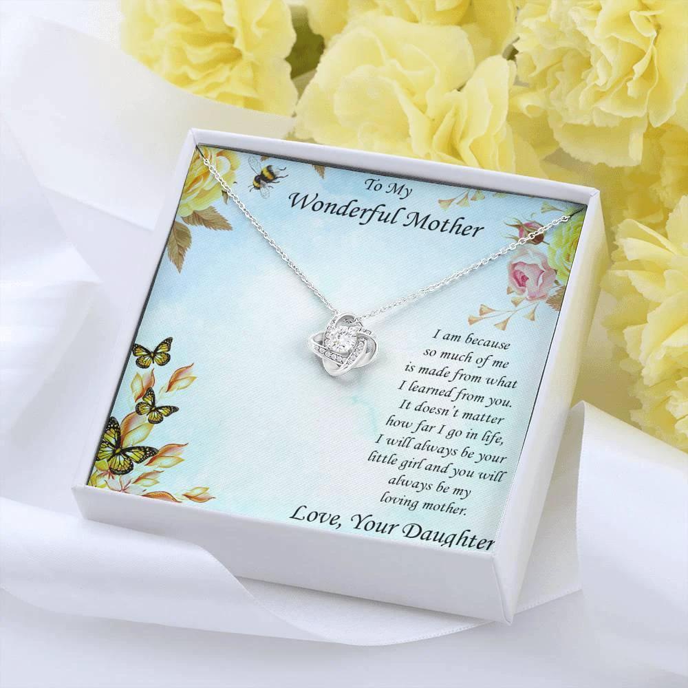 To Mother from Daughter Love Knot Pendant Necklace