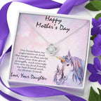 Mother's Day Gift from Daughter CZ Love Knot Pendant Necklace with Unicorn Message Card